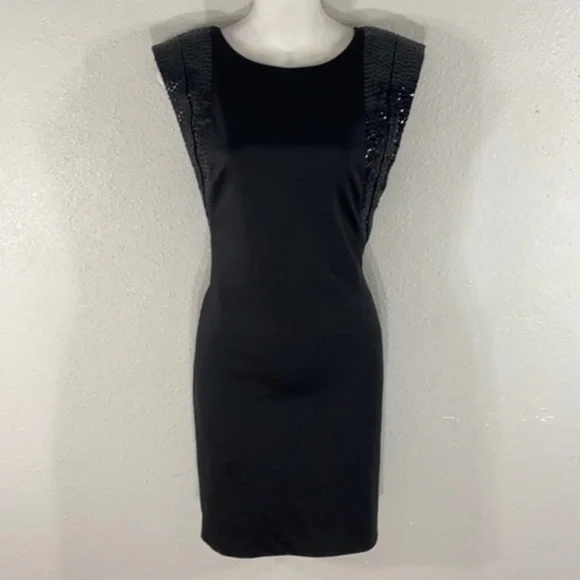 Cache black scuba sequin shoulder bodycon dress W7 - Picture 2 of 10